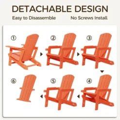 SEVOBAL Outdoor Portable Chairs Folding Adirondack Wooden Textured With Cup Holder Weather Resistant With Cup Holder, Orange, 29.6"*31.4"*36.4" -Household Items GUEST af14e814 7609 4a5f b598 78cc705eedbb