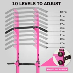 SEVOBAL Adjustable Pull Up Bar Dip Station 10 Height Settings 400LBS Capacity Multifunctional Home Gym Strength Exercise, Pink, 29.13"*31.89"*82.68" -Household Items GUEST af6bc7aa d80f 45d7 aa5d 940e352d095f