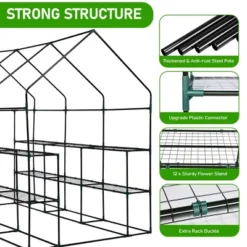 SEVOBAL Greenhouse Outdoor Durable PE Plant Green House For Frost Protection Shelf Clips Roll-up Zipper Door Walk-in For Planter, Green, 99"*37"*17" -Household Items GUEST afee90b4 712c 493a a0da 698545577b13