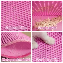 SEVOBAL Litter Box Mat With Double Layers Urine-Proof Non-Slip Litter Trapping Mat Easy Clean Kitty Litter Scatter Control, Pink, 54"*36"*1.5" -Household Items GUEST b05239ce 064a 45b2 b64c b46796063334