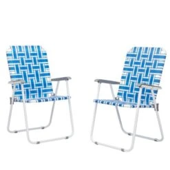 SEVOBAL Outdoor Portable Chairs 2PCS Folding Webbing Beach Chair Set With Steel Frame For Lawn Patio Deck Poolside, Blue, 22"*22"*37.4" -Household Items GUEST b203532e 452e 4c24 833e 87a324944880