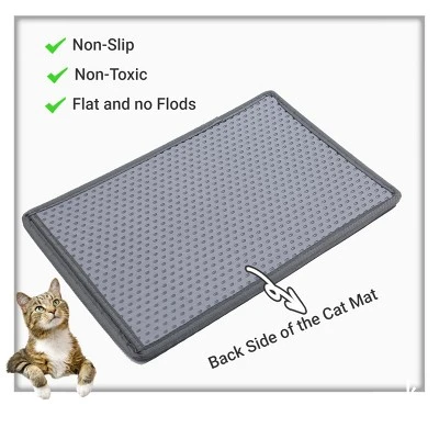SEVOBAL Litter Box Mat With Double Layers Urine-Proof Non-Slip Litter Trapping Mat Easy Clean Kitty Litter Scatter Control, Gray, 54.5"*38.5"*2" 4 SEVOBAL Litter Box Mat With Double Layers Urine-Proof Non-Slip Litter Trapping Mat Easy Clean Kitty Litter Scatter Control, Gray, 54.5"*38.5"*2" - Image 2