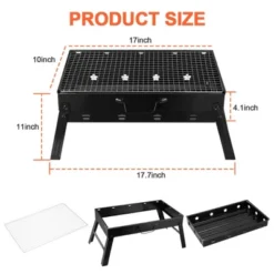 SEVOBAL Grill Cookware Portable Foldable BBQ Grill, Compact Charcoal For Camping, Travel, Lightweight Outdoor Cooking, Black, 17.7"*17"*11"