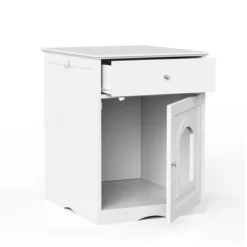 SEVOBAL Wooden Pet House Cat Litter Box Enclosure With Drawer, Side Table, Indoor Pet Crate, Cat Home Nightstand, White(18.9"*20.9"*25") -Household Items GUEST b4b7bd1c 041e 4d63 a9bc d87247fd3758