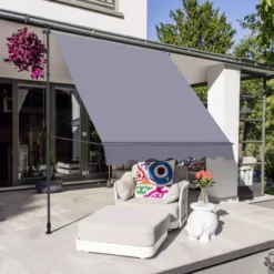 Sevobal Patio Umbrellas Manual Retractable Awning, Adjustable Patio Door Window Awning Canopy Sun Shade Curtain For Backyard, Gray, 118"*47"*122" -Household Items GUEST b4c3d144 3044 4bbc 8fb0 b1dd53ea56c9