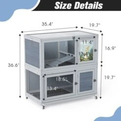 SEVOBAL Pet Crates And Houses Premium Two Level Small Animal Hutch With Safety Ramps And Slide Out Trays Easy Access Design, Grey, 35.4"*19.7"*36.6" -Household Items GUEST b54688a8 12af 4dd9 8846 db77cb160238