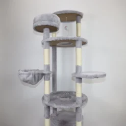 SEVOBAL Pet Tower Multi-Level With Spacious Condos, Scratching Posts, Sturdy For Multiple Cats With Perches, Toys, Light Grey, 26.38"*26.38"*10.63" -Household Items GUEST b58fa658 fdd5 4b74 9de4 23f7b6256d13