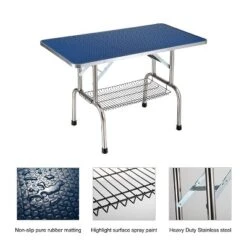 SEVOBAL Pet Grooming Tool 36-Inch Foldable Pet Grooming Table Stainless Steel Frame With Rubber Pads Adjustable Tabletop, Blue, 36.00"*23.60"*30" -Household Items GUEST b6a10a21 b5f5 48de 8ed0 b88f869e2168 1