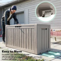 SEVOBAL Deck Boxes 75 Gal Portable Storage Box With Large Capacity For Storage Patio Furniture, All Weather, Brown, 46.06"*21.06"*21.65"