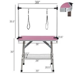 SEVOBAL Pet Grooming Tools Foldable Pet Grooming Table For Pet Large Dogs And Cats With Adjustable, Bathing Station, Pink, 38"*23.6"*65.5"