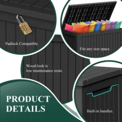 SEVOBAL Deck Boxes, 230 Gal Outdoor Storage Deck Box, Small Patio Storage Bin For Garden Tools, Black, 57.87"*32.24"*33.66" -Household Items GUEST b8c4e939 f808 4a70 90ca 4bafe2b86188