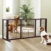 SEVOBAL Pet Crates And Houses Adjustable Wooden Pet Gate For Dogs Indoor Freestanding Dog Fence For Doorways Stairs, Deep Brown, 38.2"*17.7"*21.1" -Household Items GUEST b8d34861 538f 4096 8829 9908d26cd7e2