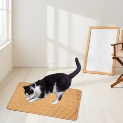 SEVOBAL Litter Box Mat With Double Layers Urine-Proof Non-Slip Litter Trapping Mat Easy Clean Kitty Litter Scatter Control, Yellow, 54"*36"*1.5"