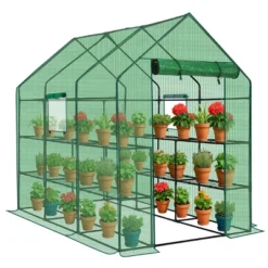 SEVOBAL Greenhouse Outdoor Durable PE Plant Green House For Frost Protection Shelf Clips Roll-up Zipper Door Walk-in For Planter, Green, 99"*37"*17" -Household Items GUEST b9cef97a 5c1d 4e84 850e ba49034f0aa4