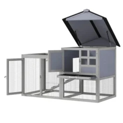 Sevobal Pet Carriers, Large Rabbit Hutch With Waterproof Roof, Portable Fence For Indoor Outdoor, Gray, 48.1"*24.2"*35.2"