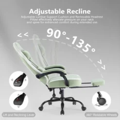 SEVOBAL Office Chair Desk Chair Computer Chair Office Chairs With Lumbar Support Swivel Rolling Easy Assembly Home Gift, Green, 25.2"*25.4"*48.4" -Household Items GUEST bad63f50 541f 4085 9601 371bb38cb1bc