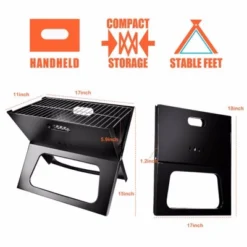 SEVOBAL Grill Cookware Portable Foldable BBQ Grill, Compact Charcoal For Camping, Travel, Lightweight Outdoor Cooking, Black, 17"*11"*15"