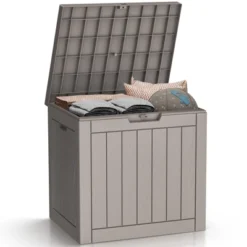 SEVOBAL Deck Boxes 30 Gal Outdoor Storage Deck Box, All-Weather Resistant Patio Deck Storage Box Container, Brown, 22.09"*17.09"*20.87" -Household Items GUEST bc409a57 cb17 4e9a aec1 12335bc6347c