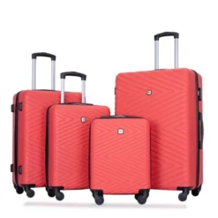 SEVOBAL Luggage 4 Piece ABS Lightweight Suitcase Set With TSA Lock Rotating Wheels For Travel, Red, 20.2"*11.5"*30.15" -Household Items GUEST bc5a3ad6 127a 40d1 93b7 24d94cd4aa86