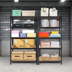 SEVOBAL Utility Storage Shelves Heavy Duty 5 Tier Adjustable Metal Shelving Unit For Garage, Living Room Office, Black, 71"*35.5"*15.8"