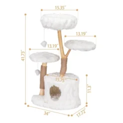 Sevobal Pet Tower Modern Cat Tree, Natural Branch Cat Tower, Luxury Cat Condo, Indoor Cat Furniture, Kitten Cat Gift, White, 34"*17.72"*41.73" -Household Items GUEST bfb80741 f146 4dae bd12 b08322dd1c6f