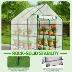 SEVOBAL Greenhouse Outdoor Durable PE Plant Green House For Frost Protection Shelf Clips Roll-up Zipper Door Walk-in For Planter, White, 99"*37"*14.5" -Household Items GUEST c06e041b 8d39 4697 ab5a 61ae15991514