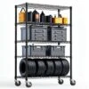 SEVOBAL Utility Storage Shelves 5 Tier Steel Shelving Unit With Wheels For Home Kitchen Office Or Garage, Black, 47.2"*17.7"*76.7"