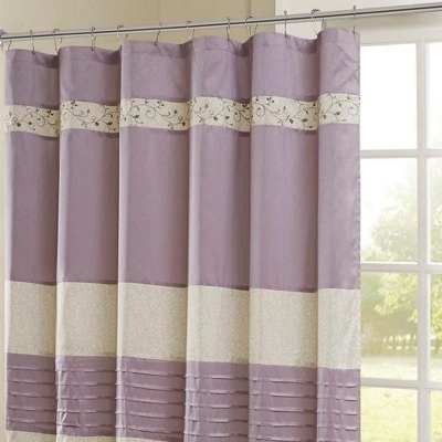 SEVOBAL Shower Curtain Faux Silk With Pintucked Detailing And Floral Embroidery For Elegant Bathroom Decor, Multicolored, 72"*72"*0.13" 6 SEVOBAL Shower Curtain Faux Silk With Pintucked Detailing And Floral Embroidery For Elegant Bathroom Decor, Multicolored, 72"*72"*0.13" - Image 4
