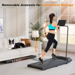 SEVOBAL Walking Pad Removable Armrests Cushioned Belt Folding Portable Treadmill Spacious Surface For Home Gym Office, Black, 43.1"*18.5"*30" -Household Items GUEST c11ead0f 139b 412b 8176 aa91a08a0e88