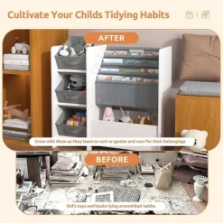 SEVOBAL Decorative Bookshelf Kids Bookshelf And Toy Storage Organizer, Book Shelf With 3 Collapsible Fabric Drawers, White, 25.59"*11.81"*26.62" -Household Items GUEST c207415a cbc5 4e14 b7e2 fcac923d7f4b