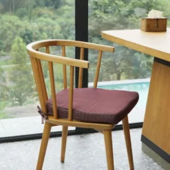 SEVOBAL 2Pack Seat Cushions With Premium Soft Cotton Filling, Non-Slip Bottom, Comfortable Durable Chair Pads For Living Room, Red, 17"*16.5"*2.2"