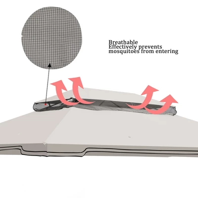 Sevobal Patio Umbrellas Outdoor Patio Gazebo Replacement Canopy, Double Tiered Gazebo Tent Roof Top Cover Only, Beige,129.93"*104.33"*36.78" 5 Sevobal Patio Umbrellas Outdoor Patio Gazebo Replacement Canopy, Double Tiered Gazebo Tent Roof Top Cover Only, Beige,129.93"*104.33"*36.78" - Image 3