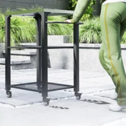 SEVOBAL Outdoor Grills, Griddles And Smokers Premium Stainless Steel Grill Cart With Foldable Side Table Cooking Station, Black, 37.4"*27.6"*19.7" -Household Items GUEST c322164c f421 4655 bfb5 39b0ea5984a7