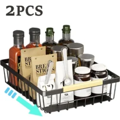 SEVOBAL Pull Out Cabinet Organizer Slide Out Drawer No Drill Pull Out Sliding Pull-Out Pantry Shelves Kitchen Bathroom, Black, 15.99"*11.31"*5.46" -Household Items GUEST c4bb4f19 d31d 4952 8da4 1e4809aa7f4d