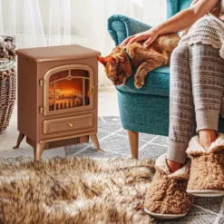 SEVOBAL Fireplace Insert Heater Mantel 3D Flame Fireplace Stove Bottom Air Outlet Fire Place Panoramic Fire Place Heater, Brown, 17.7"*13.2"*22.2" -Household Items GUEST c4f5e0a6 9000 4692 b8a1 8dcebd95a9a6