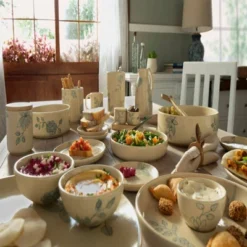 SEVOBAL Serving Platters Handcrafted Ceramic Floral Side Plate, Elegant Dining Accent For Everyday And Entertaining, Off-White, 7.87"*7.87"*1.18" -Household Items GUEST c79b4628 b7ed 40a2 8b56 99be62bad97d