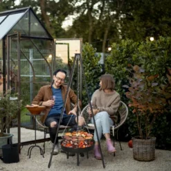 SEVOBAL Grill Cookware Campfire Tripod Adjustable Height With Fire Bowl, Heavy-Duty Steel For Camping, Backyard BBQs, Black, 18.11"*18.11"*59.45" -Household Items GUEST c8248b9e e21a 4ef5 bbde 479ace576ce3