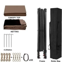 Sevobal Patio Umbrellas Outdoor Pop Up Gazebo Canopy, 2-Tier Soft Top Event Tent, Suitable For Backyard Garden Camping Area ,Brown, 132"*132"*102"