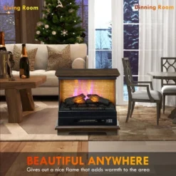 SEVOBAL Fireplace Insert Heater Mantel 3D Flame Quartz Fireplace Stove Bottom Air Outlet Fire Place Panoramic 3-Side View, Brown, 32"*15"*34" -Household Items GUEST c86027d5 8afa 4b01 9e17 3125c2f16cda