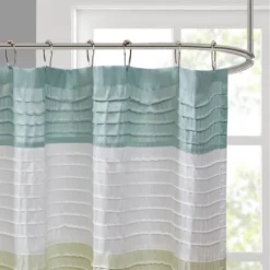 SEVOBAL Shower Curtain Faux Silk With Pintucked Detailing And Colorblock Design For Stylish Bathroom Decor, Green, 72"*72"*0.13" -Household Items GUEST c9799891 0861 4ac5 8036 846d25cb68f9