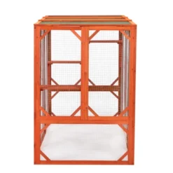 Sevobal Pet Crates And Houses Large Wooden Cat House, Outdoor Cat Cage With Water-proof Asphalt Planks And Cat Perches, Orange, 70.9"*31.5"*44.3" -Household Items GUEST ca5f585b dd93 4e4f b32a 1410ee66bee7