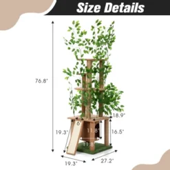 Sevobal Pet Tower Cat Tree With Artificial Leaves, Cat Condo And Scratching Post, Modern Cat Furniture, Brown, 27.2“*19.3"*76.80" 10 Sevobal Pet Tower Cat Tree With Artificial Leaves, Cat Condo And Scratching Post, Modern Cat Furniture, Brown, 27.2“*19.3"*76.80" -Household Items GUEST cab61783 90a6 46f0 9c05 2608abe2b312