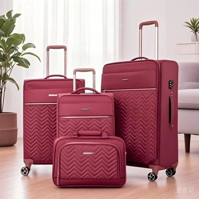 SEVOBAL Luggage 4 Piece Set Softshell Suitcase With Spinner Wheels For Travel Convenience, Red, 18.91"*12.21"*31.32" 4 SEVOBAL Luggage 4 Piece Set Softshell Suitcase With Spinner Wheels For Travel Convenience, Red, 18.91"*12.21"*31.32" - Image 2