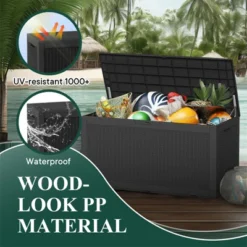 SEVOBAL Deck Boxes 100 Gal Outdoor Patio Storage Box With Handle, For Storage Patio Furniture Garden Tools, Black, 48.03"*21.46"*24.53" 9 SEVOBAL Deck Boxes 100 Gal Outdoor Patio Storage Box With Handle, For Storage Patio Furniture Garden Tools, Black, 48.03"*21.46"*24.53" -Household Items GUEST cc0817e2 eb2f 46c7 8e4c 7eec24afbca4