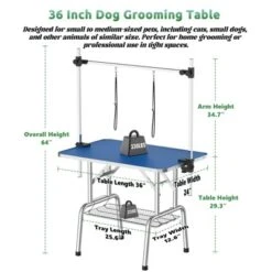 SEVOBAL Pet Grooming Tool Heavy-Duty Foldable Pet Grooming Table Adjustable Arm, Storage Basket And 300lbs Capacity, Blue, 36.00"*24.00"*29.30"