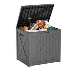 SEVOBAL Deck Boxes 32 Gal Outdoor Storage Deck Box, Weather-Resistant Outdoor Bench With Stay-Up Lid, Black, 22.09"*17.09"*20.87" -Household Items GUEST ce53626c 9753 476f 8e9d 17a02bd90638