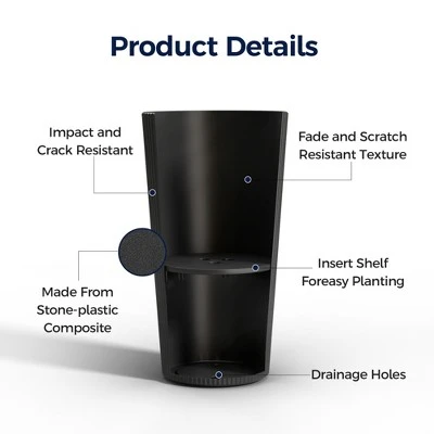 Sevobal Tall Planter Planter Round With Drainage Holes, Weather-Resistant Planter For Porch Patio Backyard, 2PCS, Black, 13"*13"*23.6" 6 Sevobal Tall Planter Planter Round With Drainage Holes, Weather-Resistant Planter For Porch Patio Backyard, 2PCS, Black, 13"*13"*23.6" - Image 4