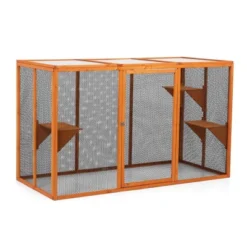 Sevobal Pet Crates And Houses Detachable Cat Enclosure With Waterproof Roof And 3 Jumping Platforms, Removable Cat Cage, Orange, 70.8"*31.5"*42.5" -Household Items GUEST cfd05750 da34 447c 9293 9a86423df60d