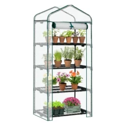 SEVOBAL Greenhouse Mini 4 Tier Green Houses Rolling Door Full Plant Grow Early Spring Seed Germination Indoor Growing Outdoor, White, 72"*48.5"*8.5" -Household Items GUEST cfeffd52 1234 485d b644 6bdcd8a648fb