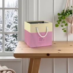 SEVOBAL 4pc Fabric Storage Cubes Organizer Heavy Duty Cube Storage Bin Clothes Storage Box Closet Baskets In Shelves Home, Pink, 3.12"*11.7"*11.7" -Household Items GUEST d08df750 e0f0 4297 94cb b26b02e29a31